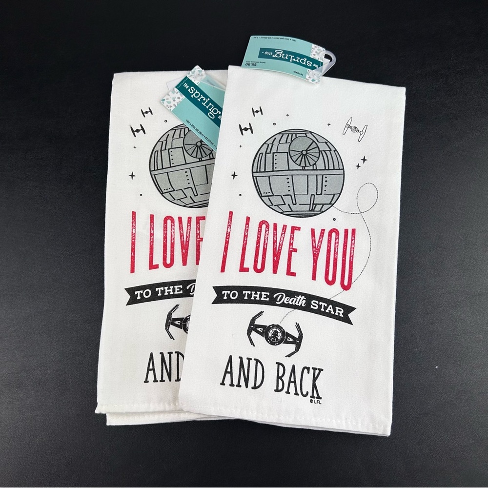 Star Wars Tea Towel I Love You To The Death Star and Back Lot Of 2